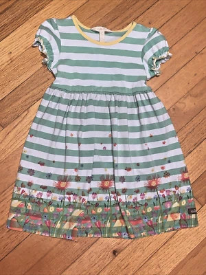 Matilda Jane Backyard Oasis Green Stripe & Floral Dress Size 4 - Image 1 of 4