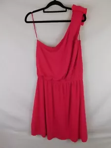 Bad Girl Retro 1980s Cocktail Dress Off Shoulder Hot Pink Size 12 One Shoulder - Picture 1 of 7