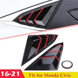 Louver For Honda Civic 2016-2021 BodySide Air Vent Window Cover Gloss Black Red - Bild 1 von 7