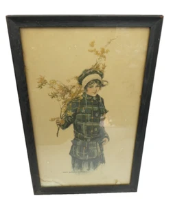 Vintage Used Black Framed Sadie Wendell Mitchell Female Figure Print Art Litho? - Picture 1 of 11