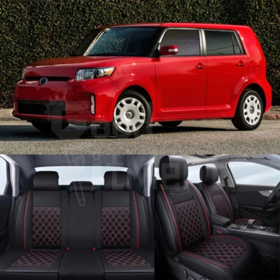 For Scion TC XB Car Seat Covers 5-Seats Cushion Full Set Front + Rear Black Red - Image 1 of 4