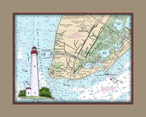 Impresión en lienzo de alta calidad faro y carta náutica de Cape May - Imagen 1 de 21