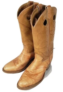 Stivali western cowboy ACME vintage cammello marrone punta uomo taglia 9,5D anni 70 - Foto 1 di 7