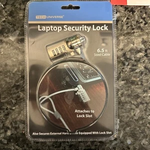 Tech Universe Laptop Sicherheitsschloss mit 6,5 Fuß Stahlkabel. Neu. - Bild 1 von 2