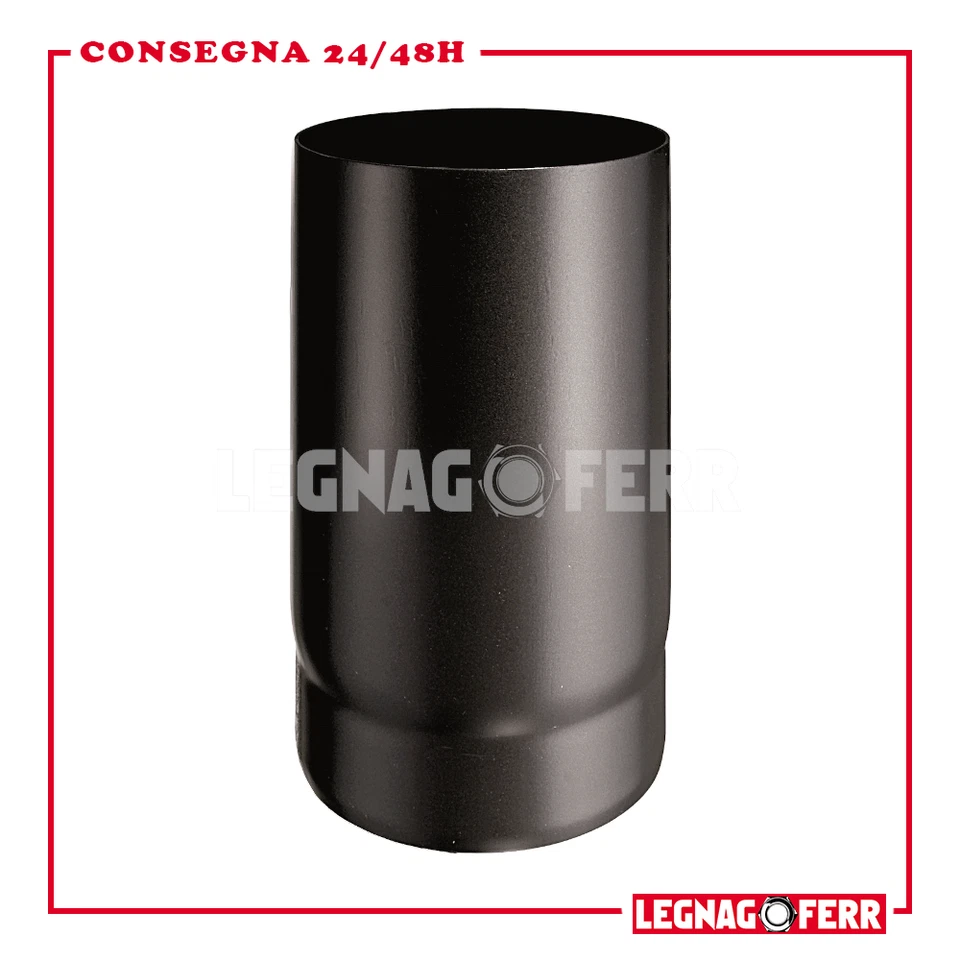 Tubo Per Stufe Legna 25 cm Nero Pesante 2 mm Acciaio Apros Resistenza 400° T250