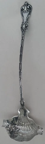 HEAVY GORGEOUS STERLING WHITING MFG KING EDWARD 14 3/4" PUNCH LADLE C. 1901 Cover