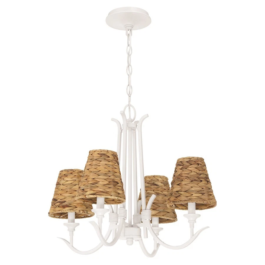 Craftmade Kokomo 4 Light Chandelier, Matte White/Natural Sea - 58324-MWW - Image 1 of 1