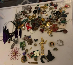 Lot Of Vintage Earrings and 19 Pins - PW5 - Picture 1 of 1