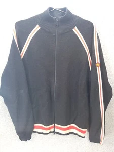 Timberland Herren Vintage Wolle Zip Pullover schwarz gestreift Besatz Gr. L - Bild 1 von 12