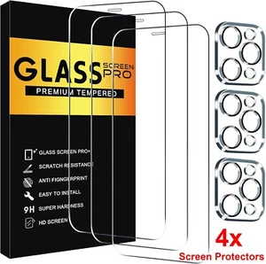 Paquete de 4 protectores de pantalla y 3 protectores de lente de cámara para iPhone 12/12 Pro - Imagen 1 de 8