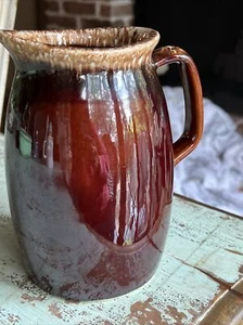 Vintage Hull Oven Proof Brown Drip Glaze Ceramic Pitcher USA Pottery 7" - Picture 1 of 6