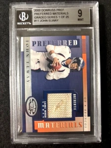 2000 Donruss Preferred Materials John Elway 11 Beckett 9 Game worn /125 Broncos - Picture 1 of 8