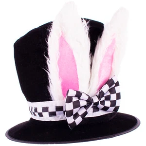 Top Hat w Rabbit Ears & Bow Tie Halloween Polyester Costume Hat, For Adult, B... - Picture 1 of 3