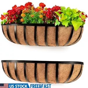 Railing Planter Window Box Outdoor Metal Planters Deck Balcony Fence 2 Pack New - Picture 1 of 8