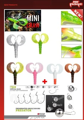 Fox Rage Mini Craw 6 Farben Set  + VMC7319 + Cheburashka Schnellwechselblei - Bild 1 von 4