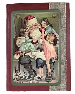 Vintage Christmas Stationary Keeper Hand Made Santa With Children Handmade New - Picture 1 of 11