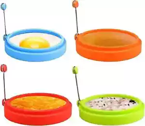 4 Pack Egg Rings Mold For Cooking Silicone Round Egg Cooker Nonstick Mold NEW - Picture 1 of 4