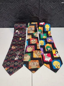 Vintage Lot of 3 Looney Tunes Mania Neck Ties / Neckties TAZ BUGS BUNNY Tie - Imagen 1 de 5