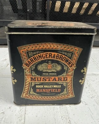 VTG 60's Tin Barringer & Browns Mustard Rock Valley Mills Mansfield Advertising - Image 1 of 4