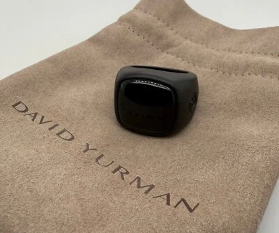 David Yurman Black Titanium Men's Onyx Signet Ring Size 10 - Image 1 of 3