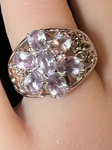ADI Sterling Silber Amethyst Cluster Blume Ring 1990er Größe 7,75 - Bild 1 von 12