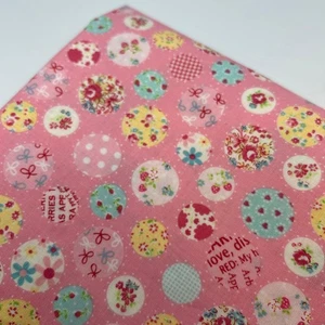 Atsuko Matsuyama Cutie Dots Pink Polka Dot Flower Fabric YUWA 55×50cm - Picture 1 of 2