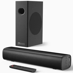 Barre de son Saiyin avec subwoofers 4'' - Subwoofer 70W bord arrondi et noir - Photo 1/6