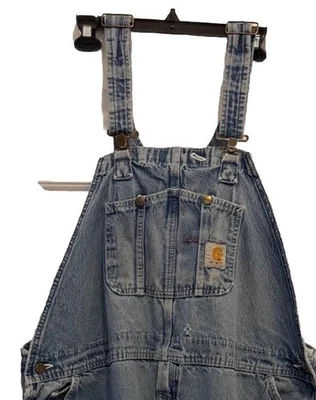 VTG Carhartt Work Bib Overalls Farmer  Men’s 48x28 Jean Denim TRUCKER - Image 1 of 4