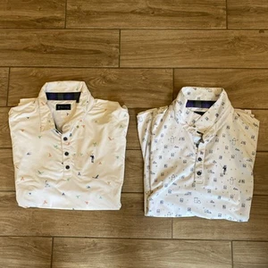 William Murray Polo Shirt Golf Mens XL White AOP Stretch Casual Set Of 2 - Picture 1 of 9