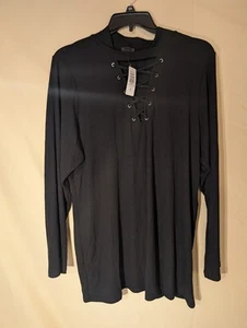 Top de cuello falso acanalado tórrido con cordones negro talla 4X | Nuevo con etiquetas manga larga elástico - Imagen 1 de 5