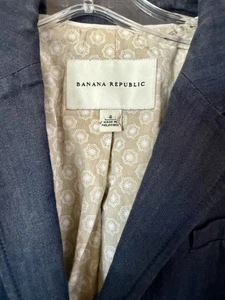 BANANA REPUBLIC Women’s Size 4 2-Button Lined Blazer Cotton Linen Blue Classic - Picture 1 of 12