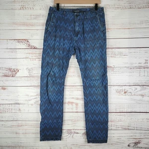 Scotch & Soda Para Hombres Talla 31 x 32 Theon Calce Cónico Chino Azul Patrón Zig Zag - Imagen 1 de 12