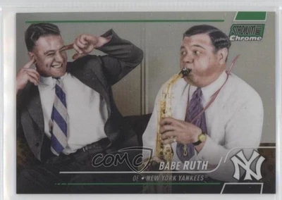 2022 Stadium Club Chrome Green Refractor /99 Babe Ruth (With Lou Gehrig) #3 HOF - Image 1 of 2