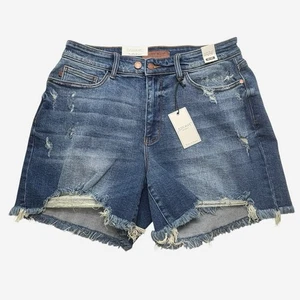 Judy Blue 2-Button Dad Shorts Size XL Distressed Medium Wash Stretch 152103 - Picture 1 of 12