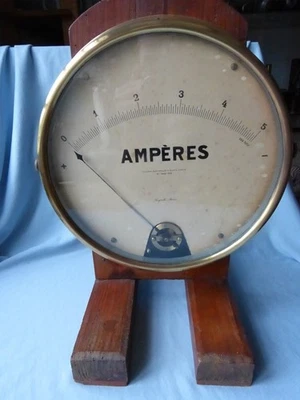 Ancien gros amperemètre XIXe Deyrolle instrument scientifique laboratoire 28cm - Photo 1/4