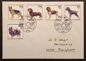 Germany stamp 1995 Youth Welfare Dogs first day cover - Picture 1 of 2