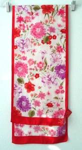 RAR Vintage -80er OSCAR Damen Seide Blumen Schal handgerollt Größe-52x11 Zoll - Bild 1 von 8