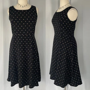 A Line Midi Dress Size 14 Black Tan Geometric Print Sleeveless Retro Casual Y2K - Picture 1 of 15