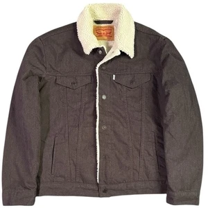 Levi’s Denim Sherpa gefütterte Trucker Jeansjacke braun/rotbraun Herren L NEU - Bild 1 von 9