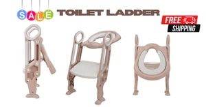 Kids Potty Training Seat with Step Ladder, Toddler Toilet Trainer Chair Foldable - Picture 1 of 5