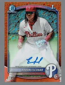 2025 Bowman Chrome Aroon Escobar Orange Shimmer Refractor Autograph Auto 07/25 - Picture 1 of 2