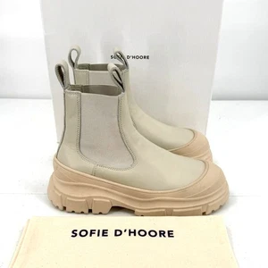 NUEVO Sofie D'Hoore Fabuloso Goma Chelsea Cuero Masilla Botines Talla 37 - Imagen 1 de 11