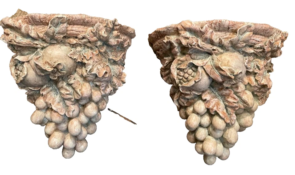 Par de apliques de pared estilo italiano vintage estante mayólica de frutas Foto 1 de 4