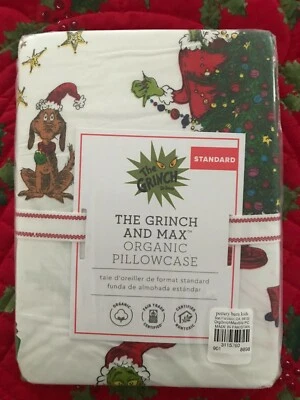 NUEVO Pottery Barn Kids The Grinch and Max ~ Funda de almohada estándar de algodón orgánico  Foto 1 de 4