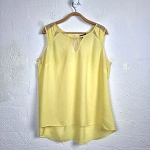 CITY CHIC Women Top Plus Size S Yellow Lace Trim Sleeveless Round Neck - Picture 1 of 11
