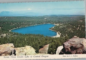 Scenic Three Creeks Lake of Central Oregon Continental Chrome Postcard - Picture 1 of 2