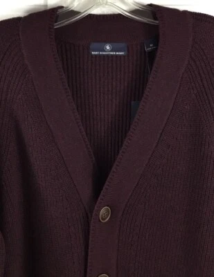 Cárdigan Suéter Hart Schaffner Marx Para Hombre’s M Vino Lana Merino Extra Fina $295 Foto 1 de 4