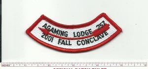 SCOUT BSA OA LODGE 257 AGAMING 2001 AUTUNNO CONCLAVE ROCKER STRIP PATCH FUSO MN! - Foto 1 di 1