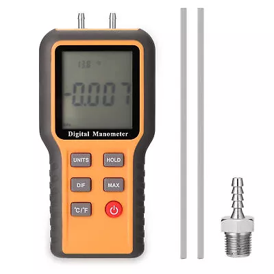 LCD Digital Manometer Differential Dual Port Air Pressure Meter  Tester S7H8 • 28.70£