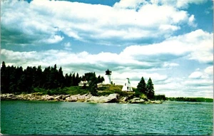 Postkarte Boothbay Hafen Maine Burnt Island Leuchtturm Vintage unbesendet - Bild 1 von 2